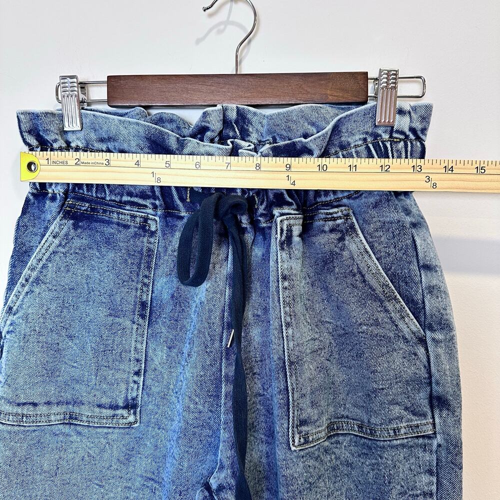 Tinseltown Paper Bag Waist Pull On Jeans Acid Wash Blue Denim‎ Size 9 or 26” - Picture 6 of 9